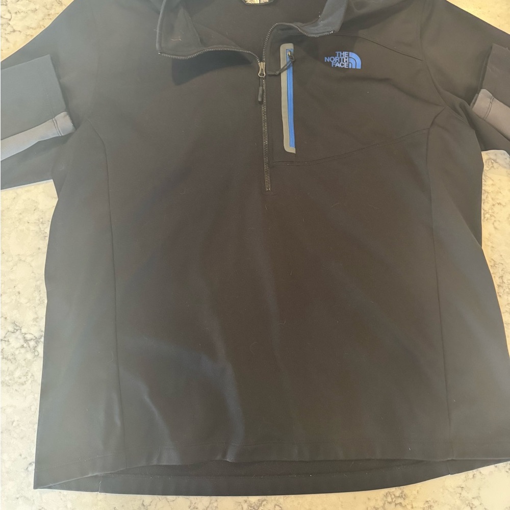 The North Face Black and Blue 1/4 Zip-Up Jacket/Sweater